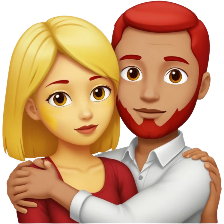 can you make two people when girl have arms on man neck the boy has red face and girl is yellow emoji