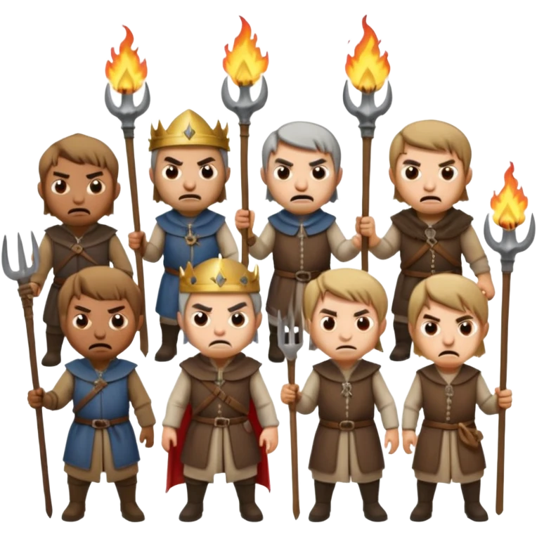 les villageois qui certains ont des fourches + torches (pas des fourches enflammer!) sapé en moyen age emoji