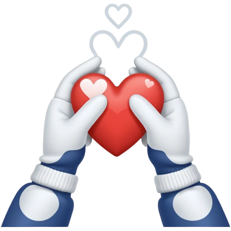 hands in mittens show a heart emoji