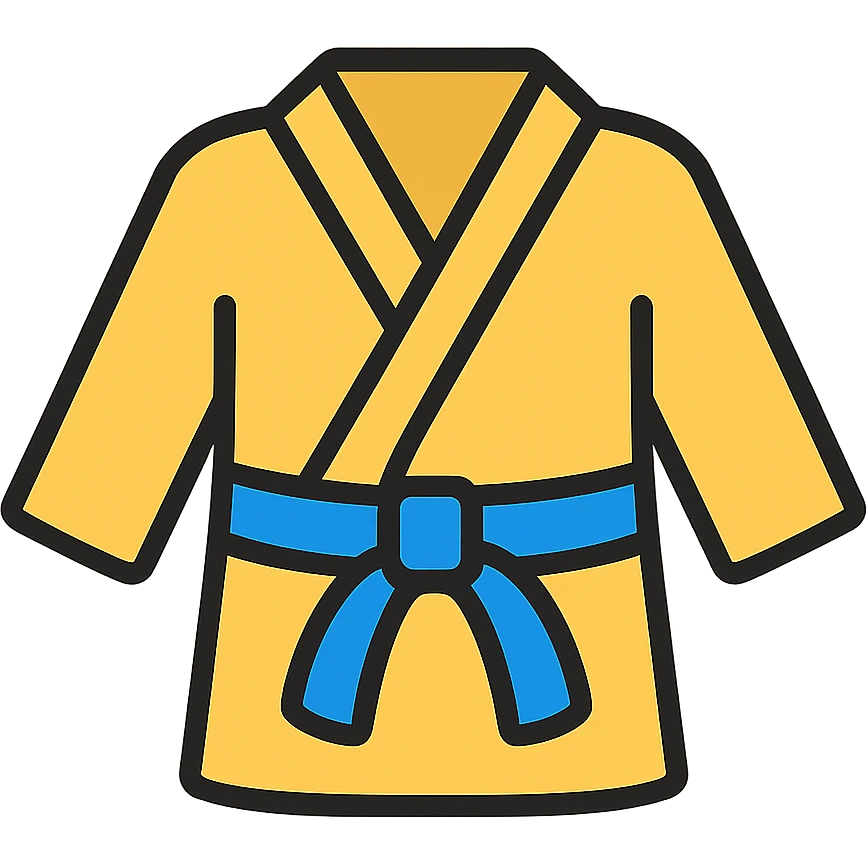 Martial arts uniform with blue belt emoji