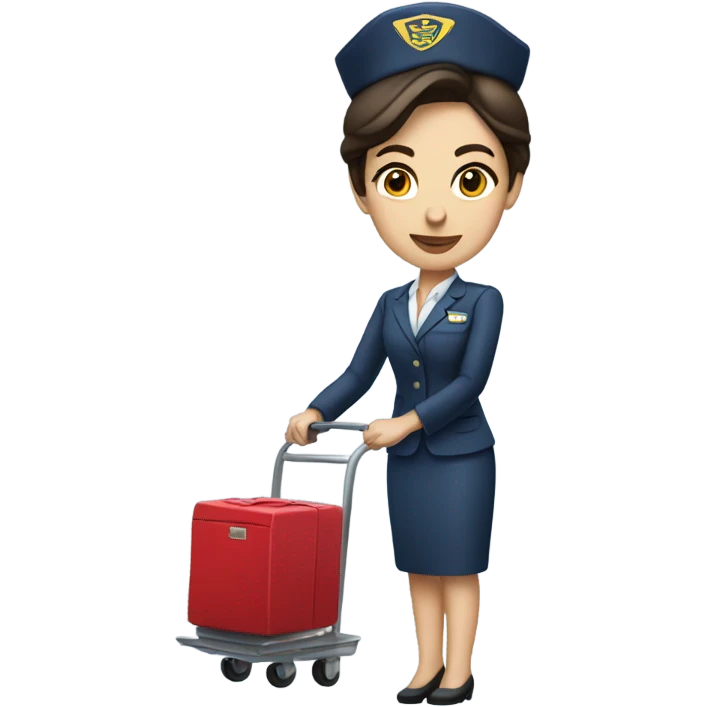 Brunette flight attendant with cart emoji