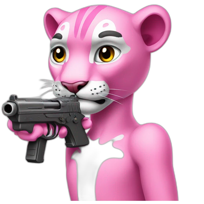 Pink Panther with gun emoji