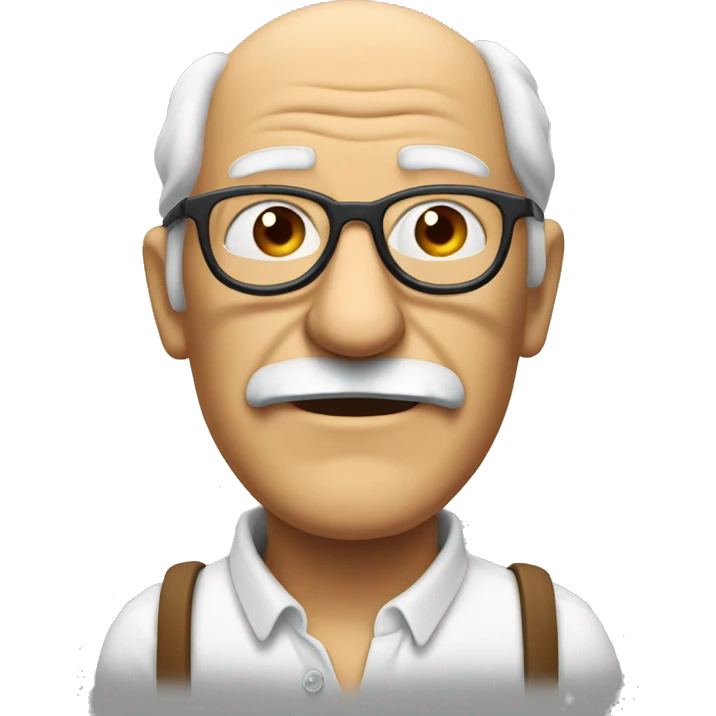white old man with smoking pipe, glasses on forehead emoji