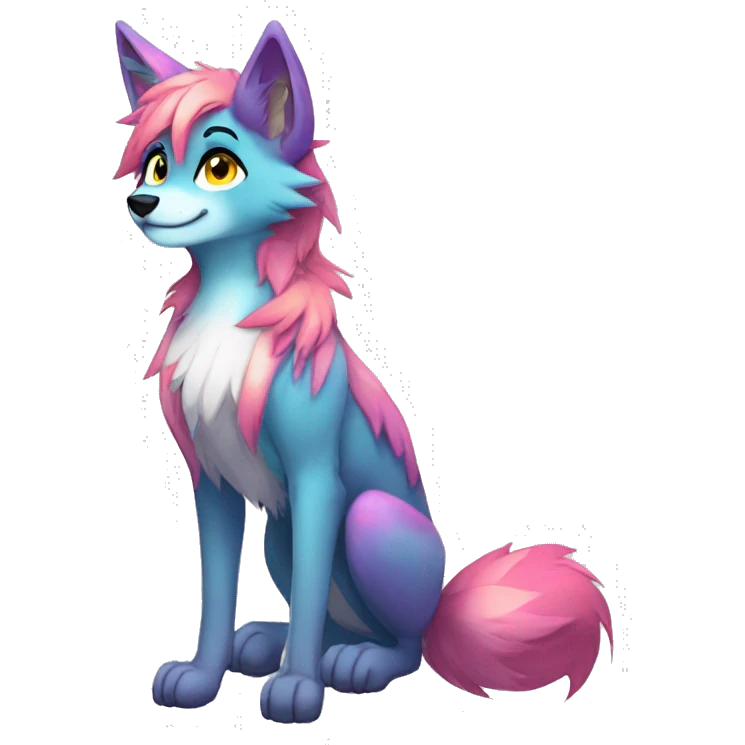 Anthro Colorful Shiny Falvie-Popparotzi-Sparkle-Wolf-sona full body emoji