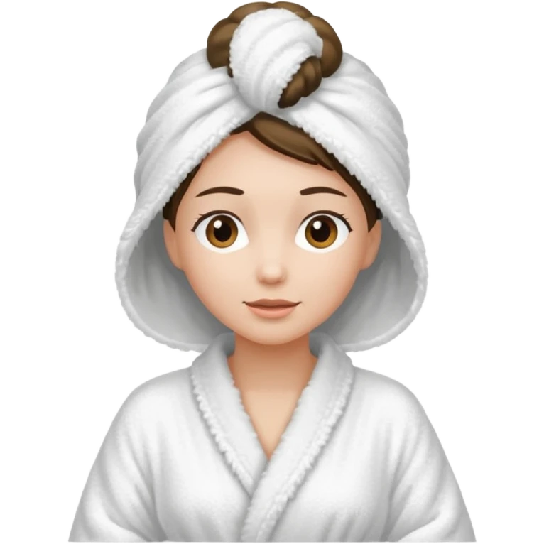 Women wearing shower robe an their hair with towel on head emoji
