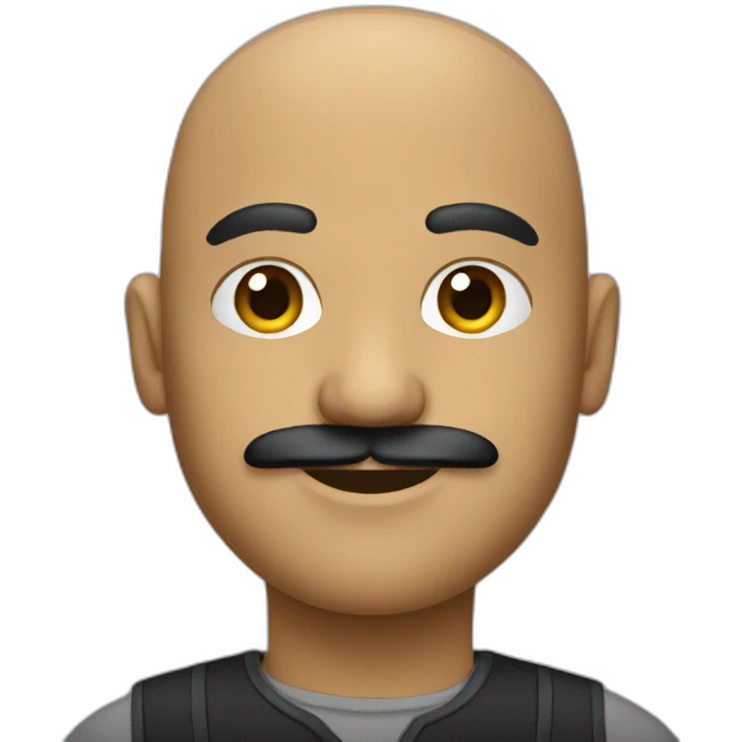 bald developer with a black mustache emoji