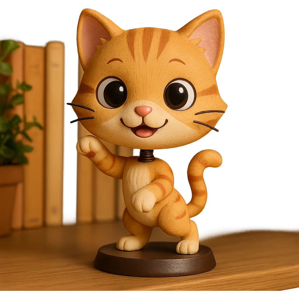 cute cat character, big head, playful pose emoji