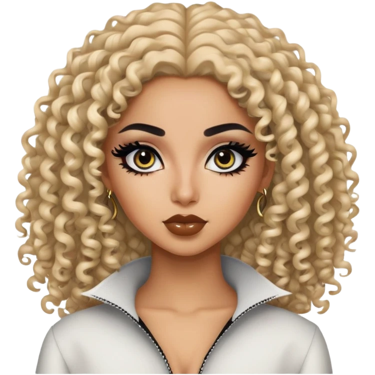 Saudi beauty, pretty bratz baddie, black eyeliner, curly hair emoji