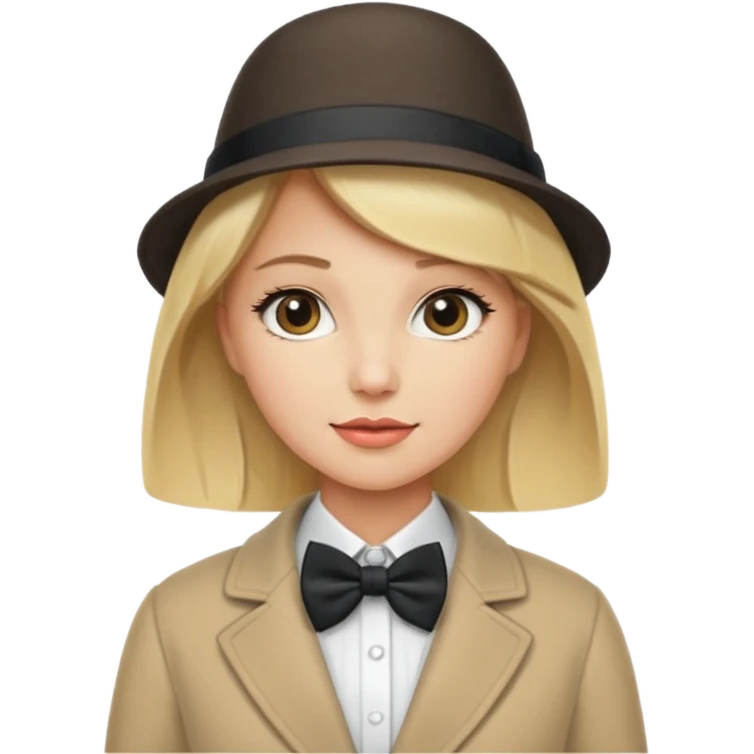 Bow Ties, Coats, and hat, lady, modern, blonde emoji
