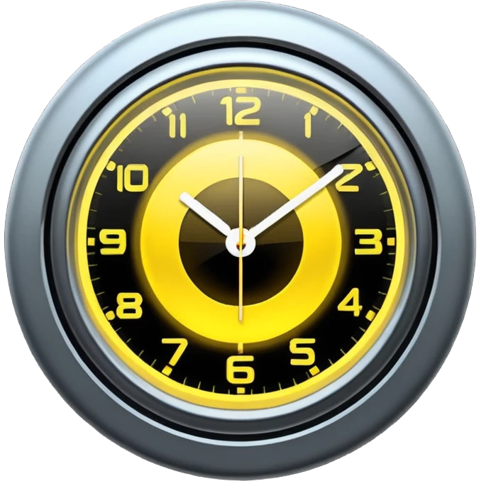 A futuristic yellow clock emoji