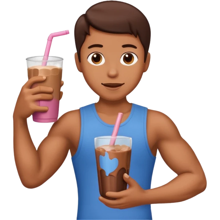 one flexed arm holding a choclate milk  emoji