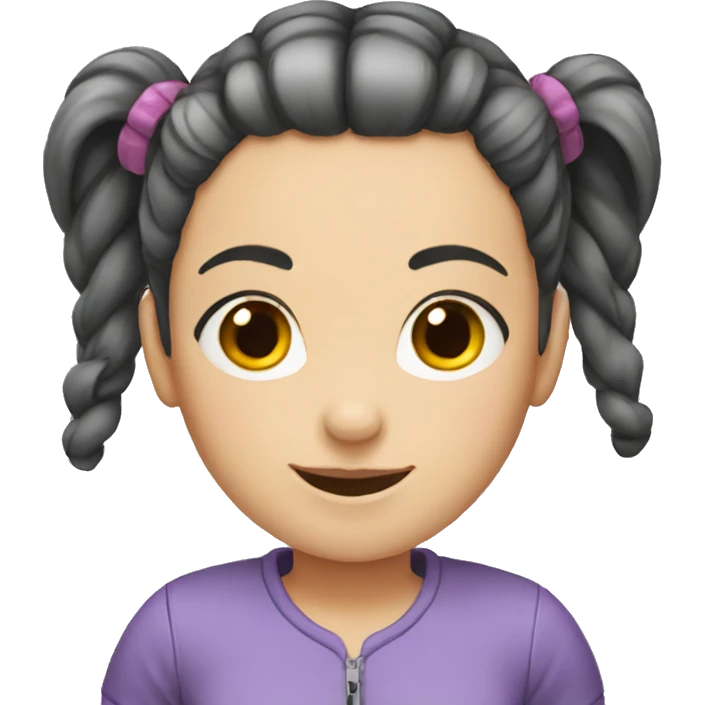 Girl with very thin hair in pigtails emoji