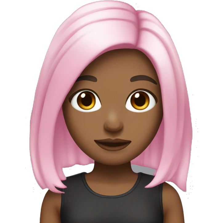 Girl with full black hair, blonde chunky highlights, and pink dyed roots emoji