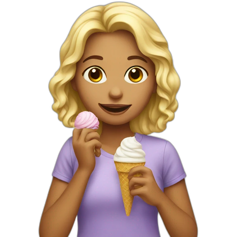 Girl eating ice cream emoji