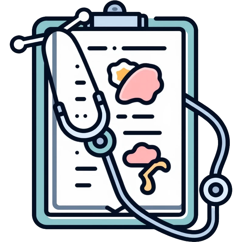 Medical textbook with stethoscope and anatomy diagram emoji