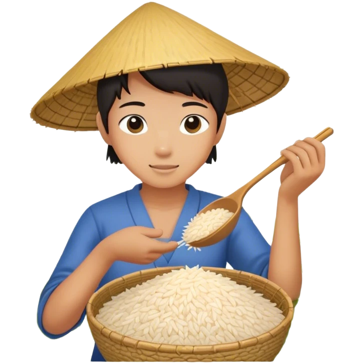 Asian picking rice emoji