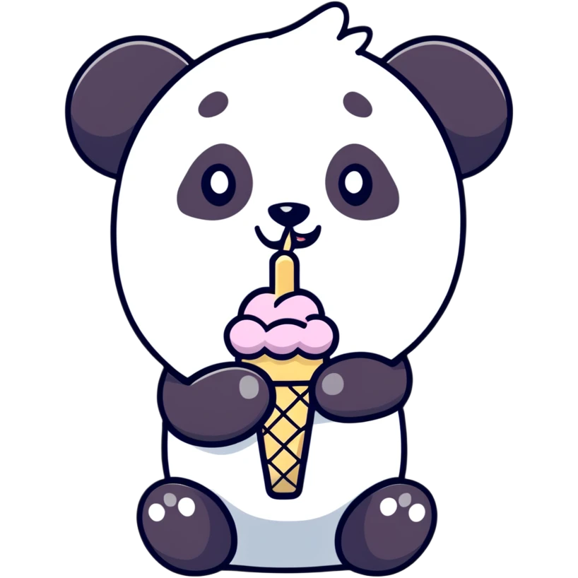 Panda eating ice cream emoji