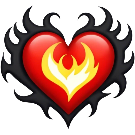 Black flames heart emoji