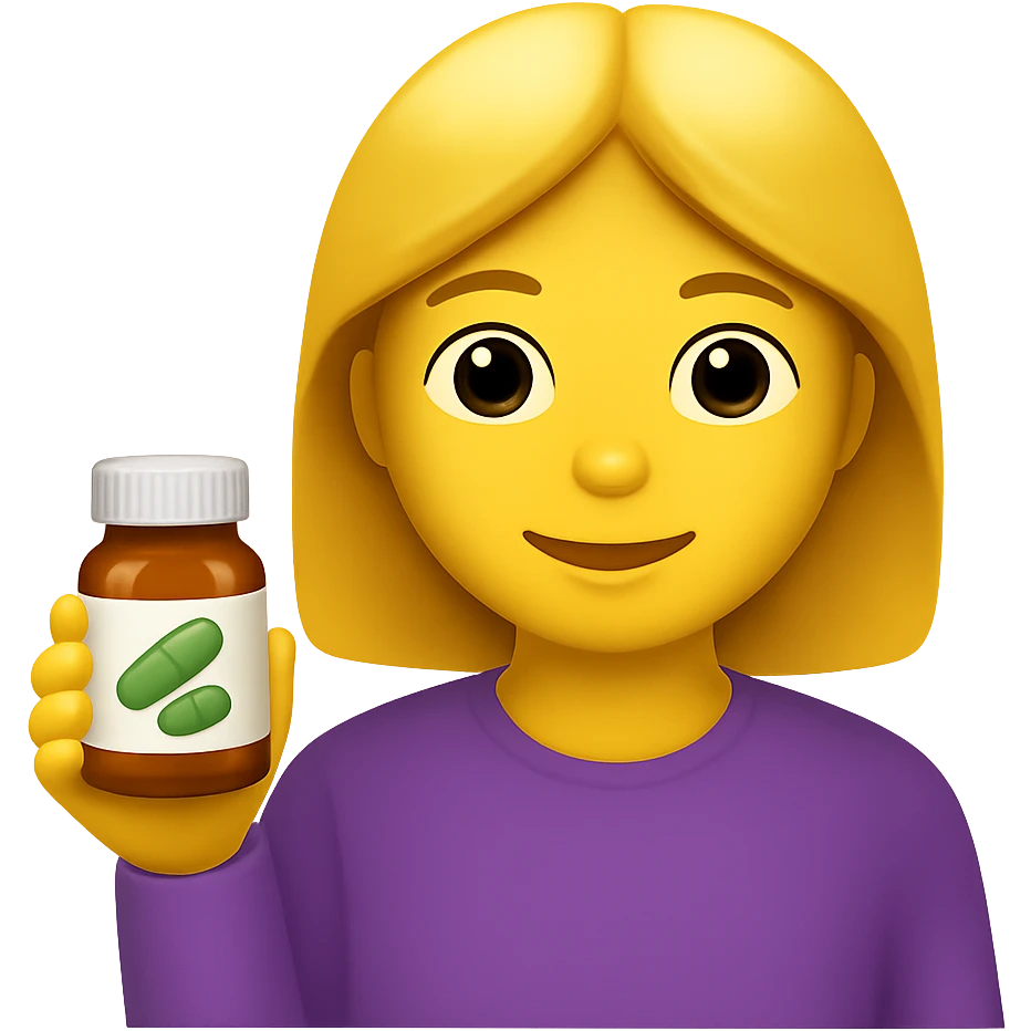 DONNA STILE EMOJI IPHONE CON BOCCETTA DI INTEGRATORE IN MANO, 4K emoji
