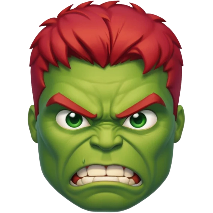 Hulk with red hair  face emoji