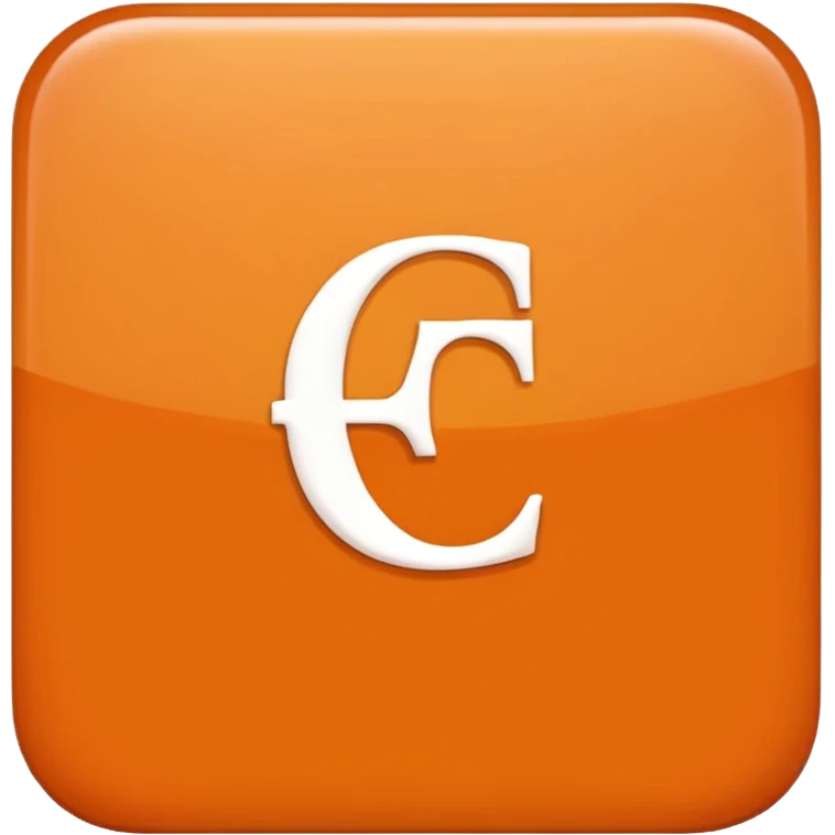 make me an emoji of a orange square with a white E in the center large E must have times new roman font emoji