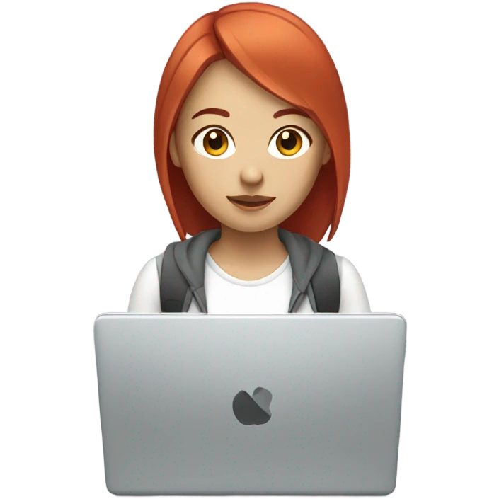 white asian girl red hair with laptop emoji