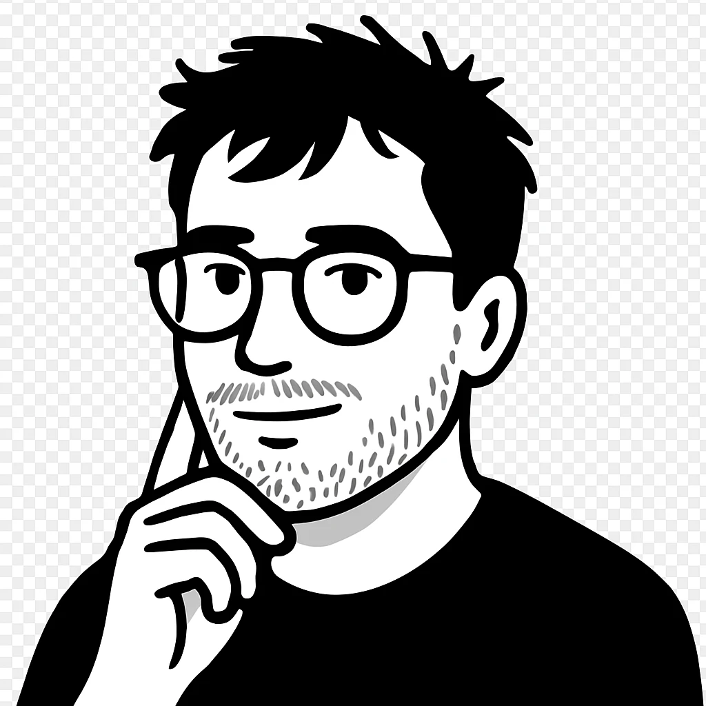 A man with glasses, messy tousled hair, and a short fine beard, with a thoughtful expression and warm eyes emoji