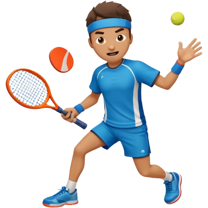 Funny character smashing using padel racket emoji
