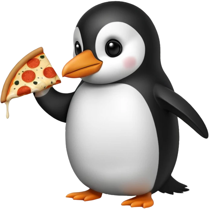 Penguin eating pizza emoji