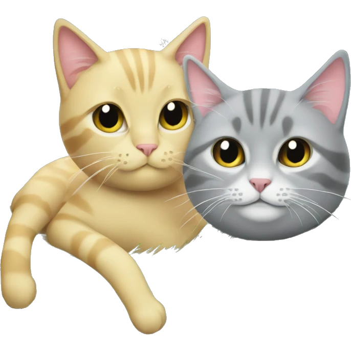 Grey cat and blonde cat in a christmas tree emoji