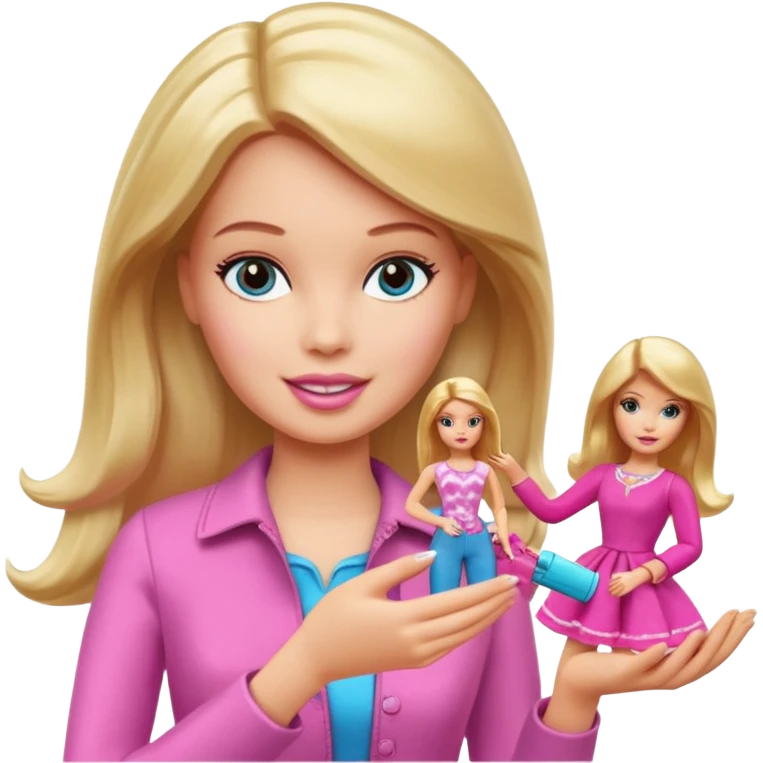 Woman playing with barbie dolls emoji