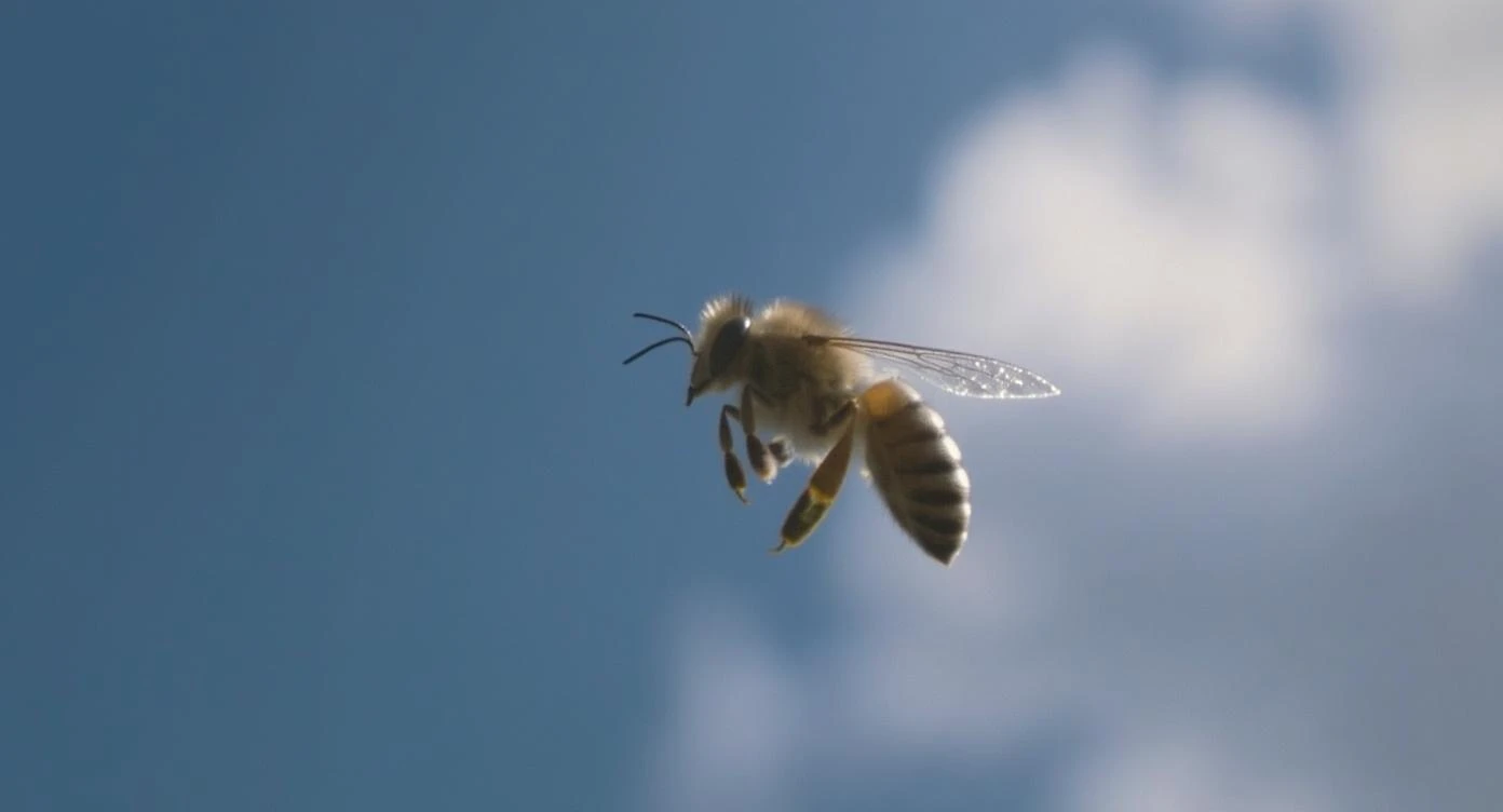 cinematic still, Photo of flyin bee, high speed photo emoji