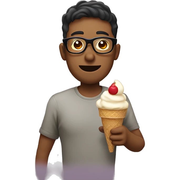guy with glasses eats ice cream and drinks wine emoji