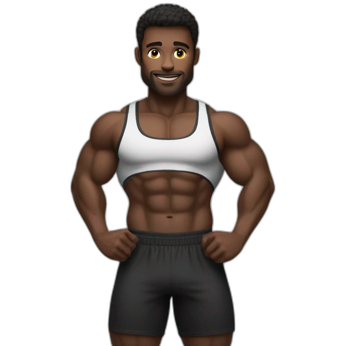un homme noire musclé en position de fitnesse emoji