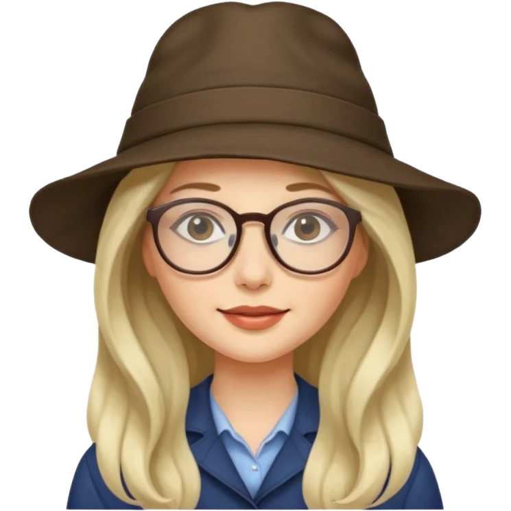 hatted womanwith glasses and long hair emoji
