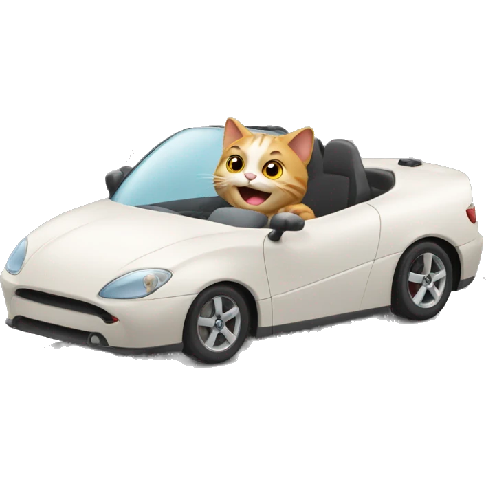 cat driving a fast car emoji