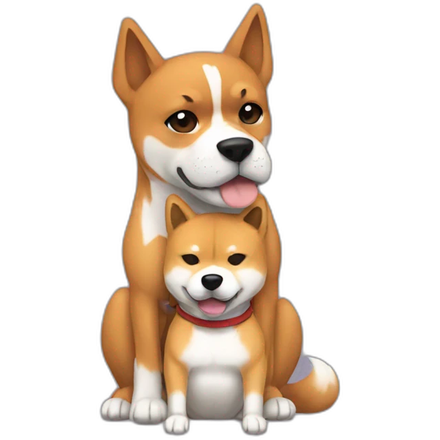Boxer and shiba hug emoji