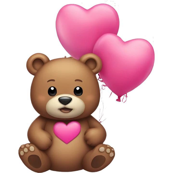 Bear with heart and balloons pink emoji
