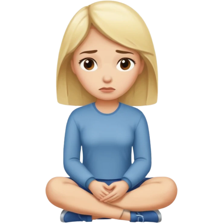 Blonde woman sitting waiting sad emoji