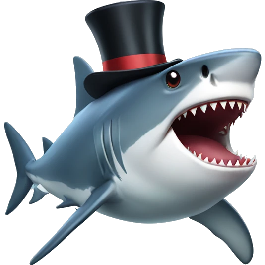 Shark with a top hat emoji