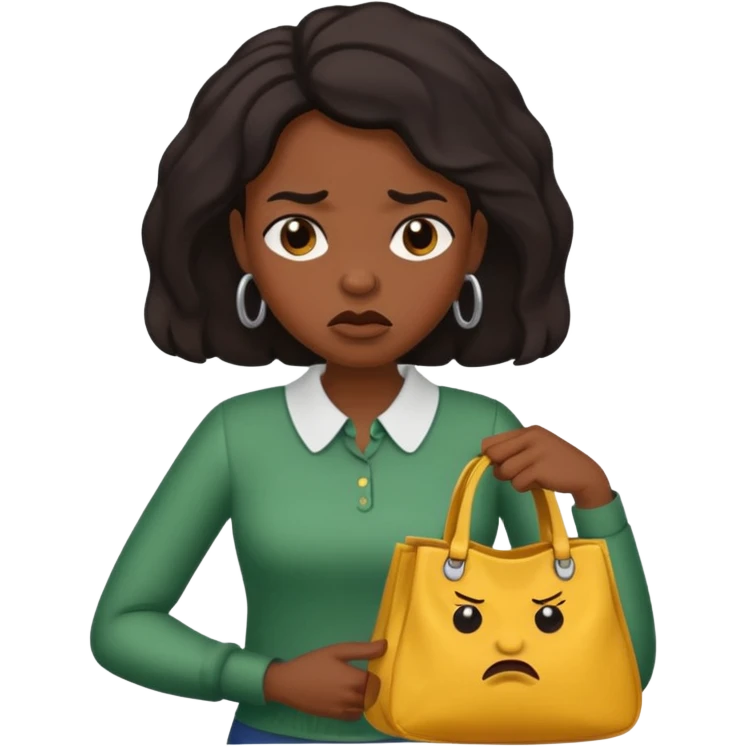 Black women clutching bag in disgust emoji