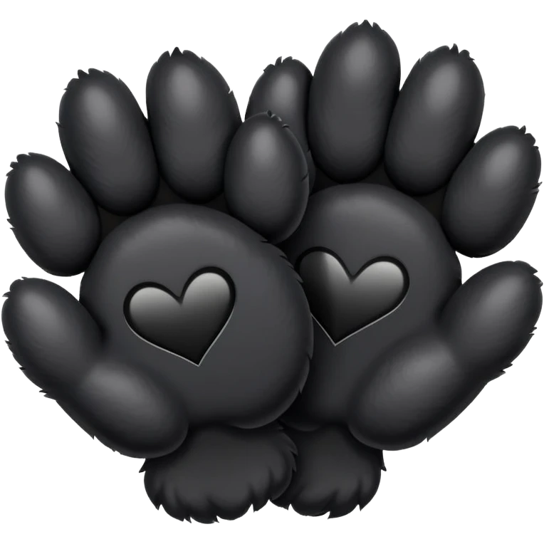 two black puppy paws with a black heart around them emoji