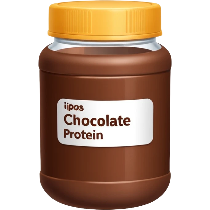 chocolate protein powder jar labeled chocolate icon emoji