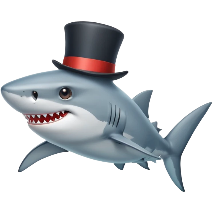 Shark with a top hat emoji