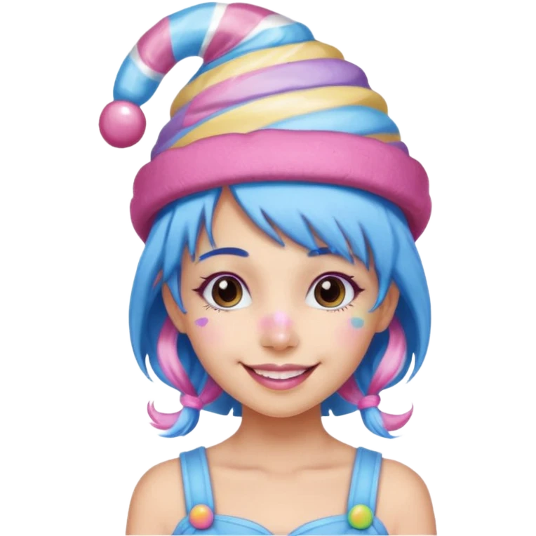 candy hatted girl from candyland blue pink mixed hair emoji