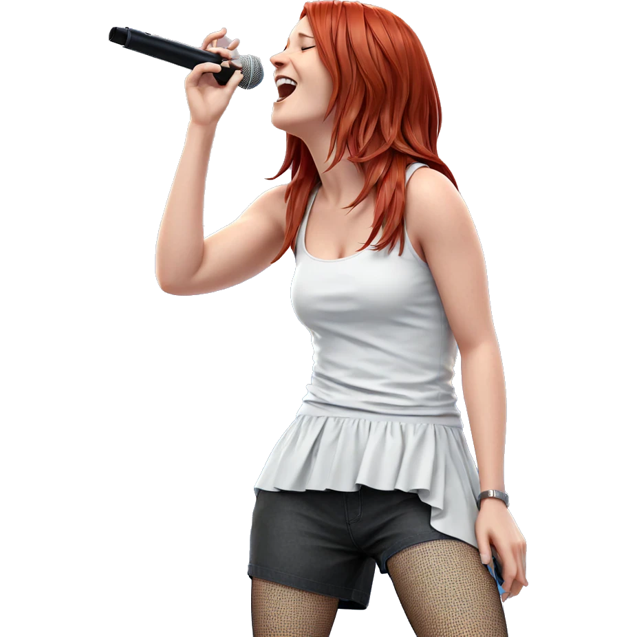 red-haired girl singing joyfully emoji