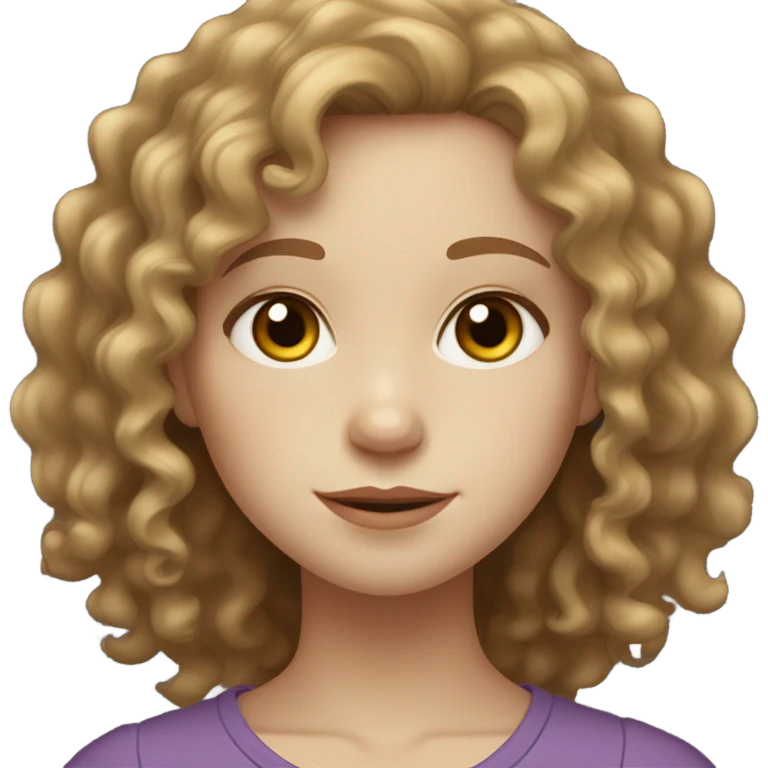 Curly girl light brown with hazel eyes and olive pale skin emoji