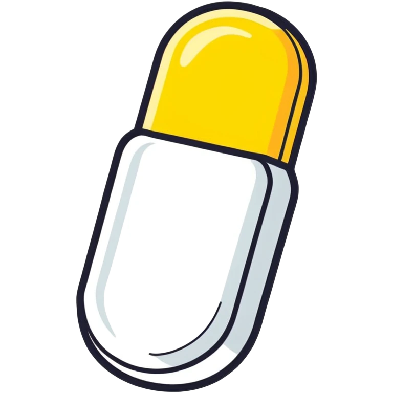 Oblong Pill Capsule, yellow, blue emoji
