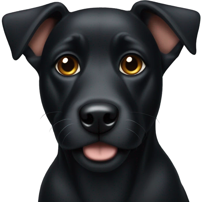 Black dog with one pointy ear and one bent ear emoji