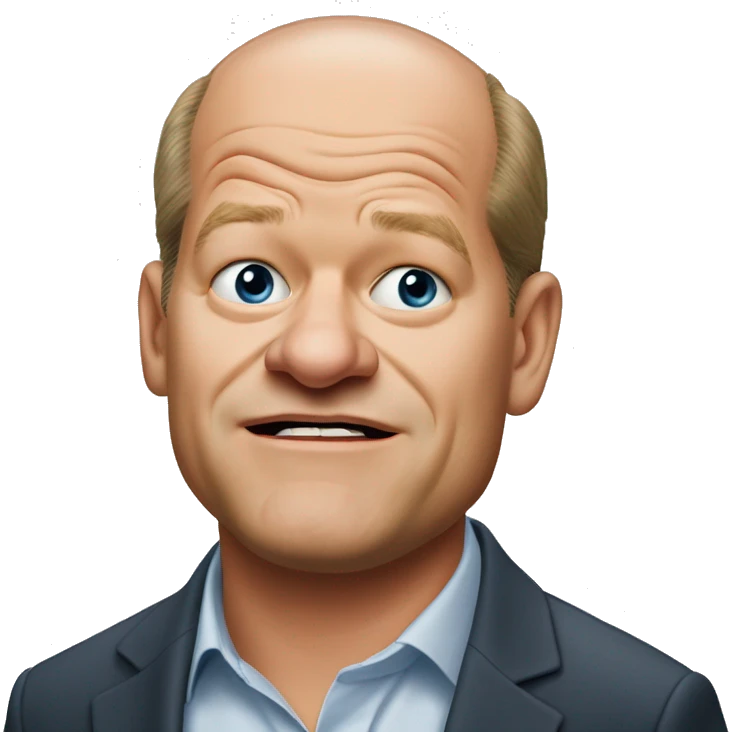 photorealistic Olaf Scholz embarrassed, guiltily shrugs emoji